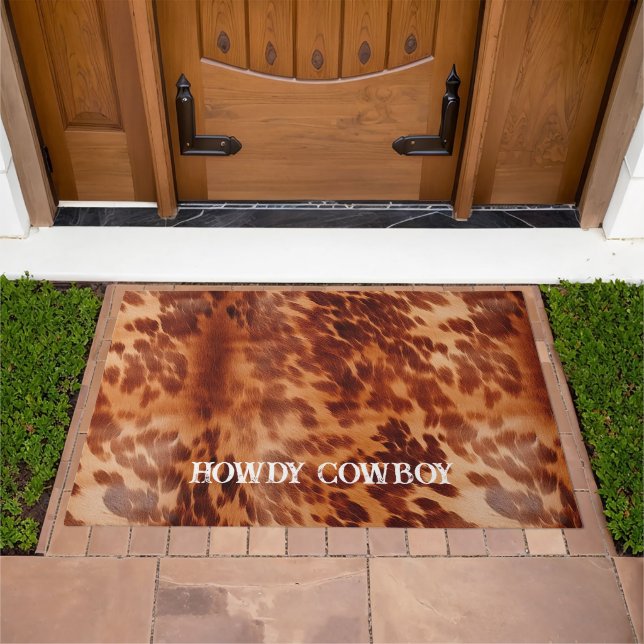 Tan Brown Cowhide  Doormat (Outdoor)