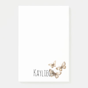 Tan Brown Cream Butterflies Post-it Notes