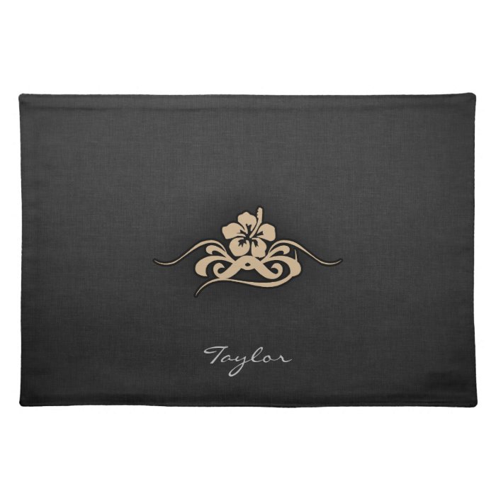 Tan Brown Hibiscus Place Mat