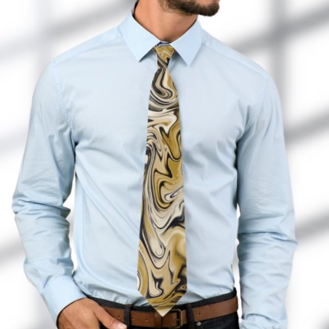 Tan Brown Marble Swirl Pattern Neck Tie (Creator Uploaded)