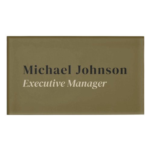 Tan brown modern professional minimalist profile name tag