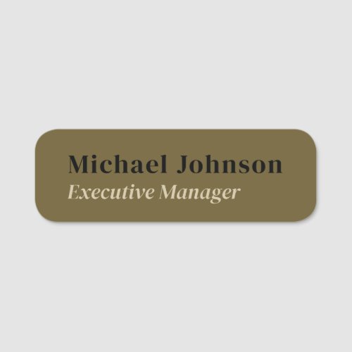 Tan brown modern professional minimalist profile name tag