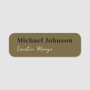 Tan brown modern professional minimalist profile name tag