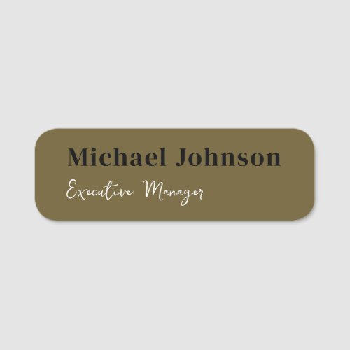 Tan brown modern professional minimalist profile name tag