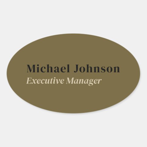 Tan brown modern professional minimalist profile oval sticker