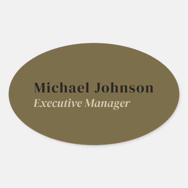 Tan brown modern professional minimalist profile oval sticker (Front)