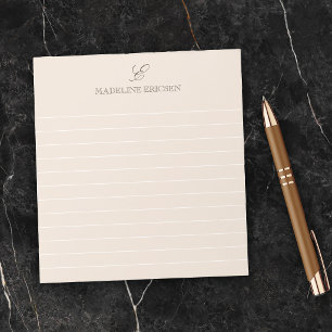 Tan & Brown Monogram Lined Notepad