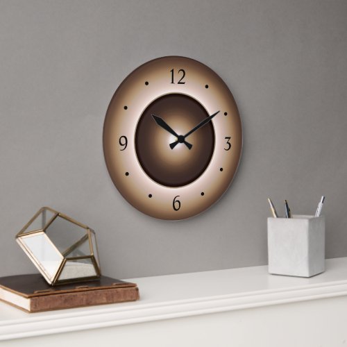 TanBrown Moon Effect Printed Design Large Clock