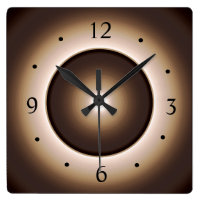 Tan/Brown Moon Effect Printed Design Square Wall Clock