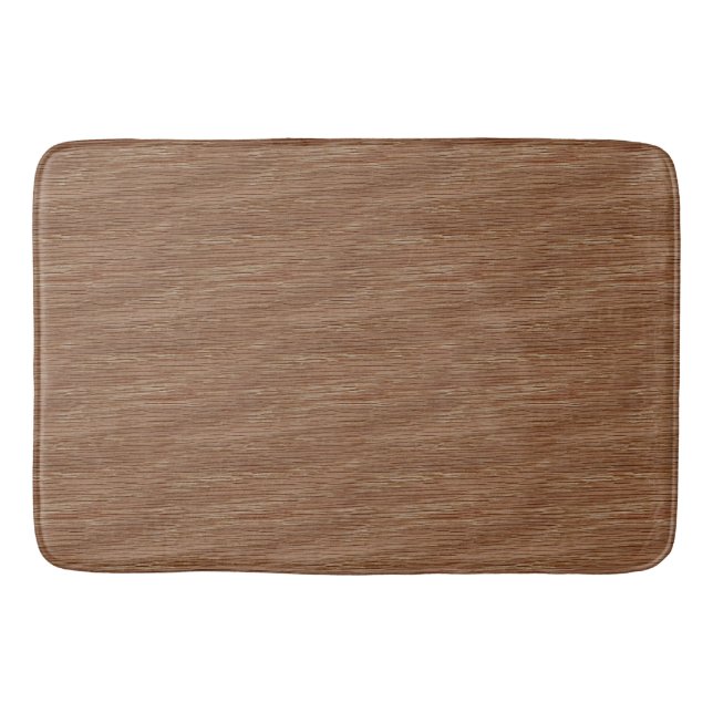 Tan Brown Natural Oak Wood Grain Look Bath Mat (Front)