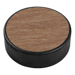 Tan Brown Natural Oak Wood Grain Look Hockey Puck