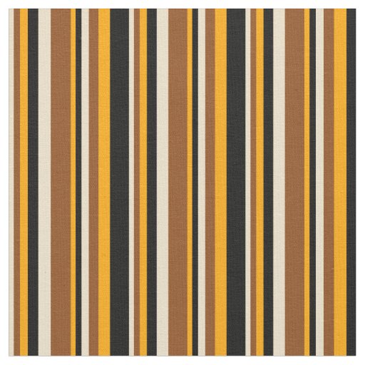 Tan, Brown, Orange, and Black Stripes Fabric