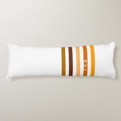 Tan Brown Orange Vertical Stripes Monogram Body Pillow