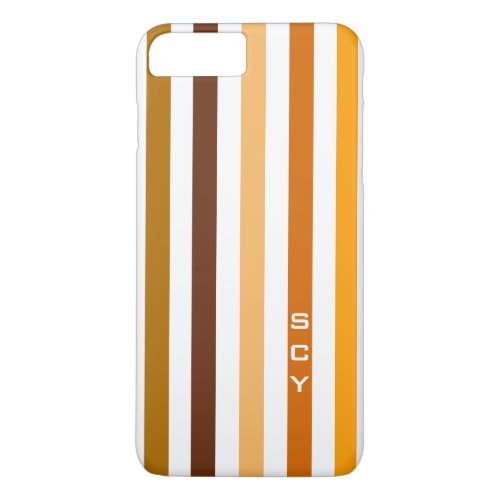 Tan Brown Orange Vertical Stripes Monogram iPhone 8 Plus7 Plus Case