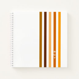 Tan Brown Orange Vertical Stripes Monogram Notebook