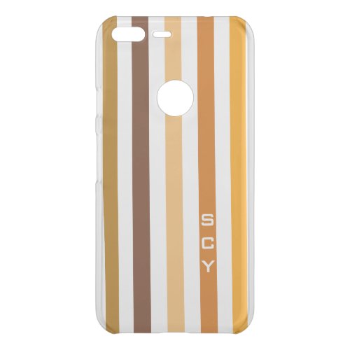 Tan Brown Orange Vertical Stripes Monogram Uncommon Google Pixel XL Case