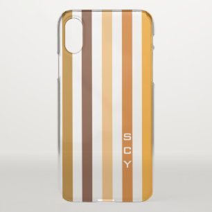 Tan Brown Orange Vertical Stripes Monogram iPhone X Case