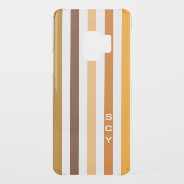 Tan Brown Orange Vertical Stripes Monogram Uncommon Samsung Galaxy Case (Back)