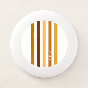 Tan Brown Orange Vertical Stripes Monogram Wham-O Frisbee