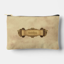 Tan + Brown Ornate Scroll Vintage Style