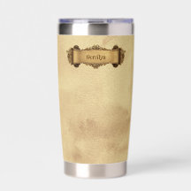 Tan + Brown Ornate Scroll Vintage Style