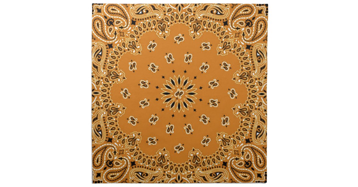 Tan Brown Paisley Western Bandana Scarf Print Napkin | Zazzle.com