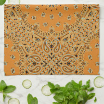 Tan Brown Paisley Western Bandana Scarf Print