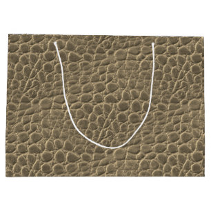 Tan Brown Snake Skin Dragon/Dinosaur Animal Print Large Gift Bag