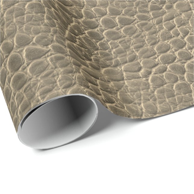 Tan Brown Snake Skin Dragon/Dinosaur Animal Print Wrapping Paper (Roll Corner)