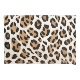 Tan Brown White Leopard Spots Animal Print Pillow Case