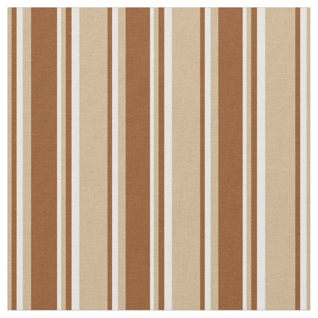 Tan, Brown & White Lines/Stripes Pattern Fabric (Close Up)