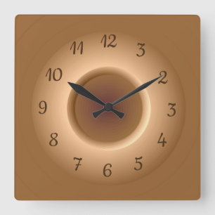 Tan Brown with a Gold Circle Ring Minimalist Clock