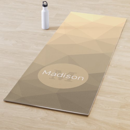 Tan brown yellow geometric mesh pattern Monogram Yoga Mat