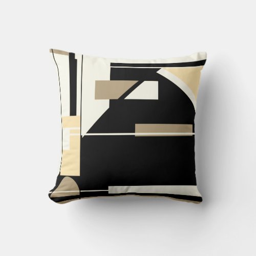 Tan Brownish Black White Nautical Look Abstract Throw Pillow