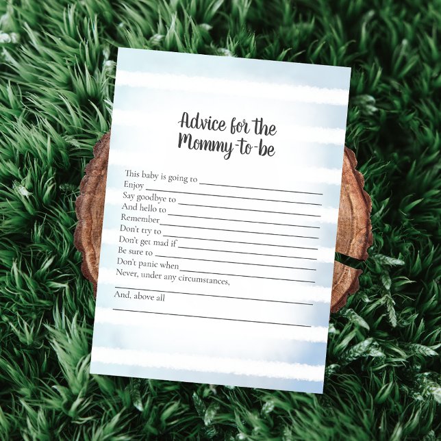 Tan Bunny Blue Advice For Mommy Shower Game Invitation (Creator Uploaded)