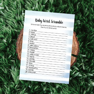 Tan Bunny Blue Baby Word Scramble Game Card