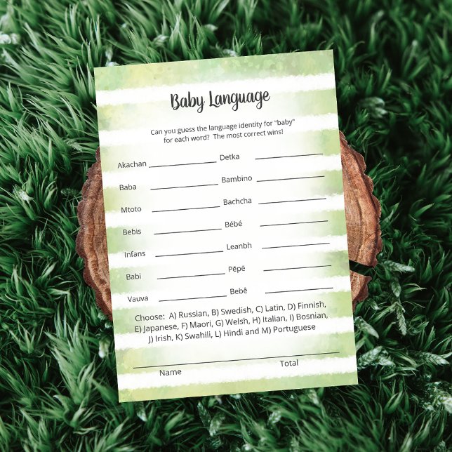 Tan Bunny Green Baby Language Game Card (Creator Uploaded)