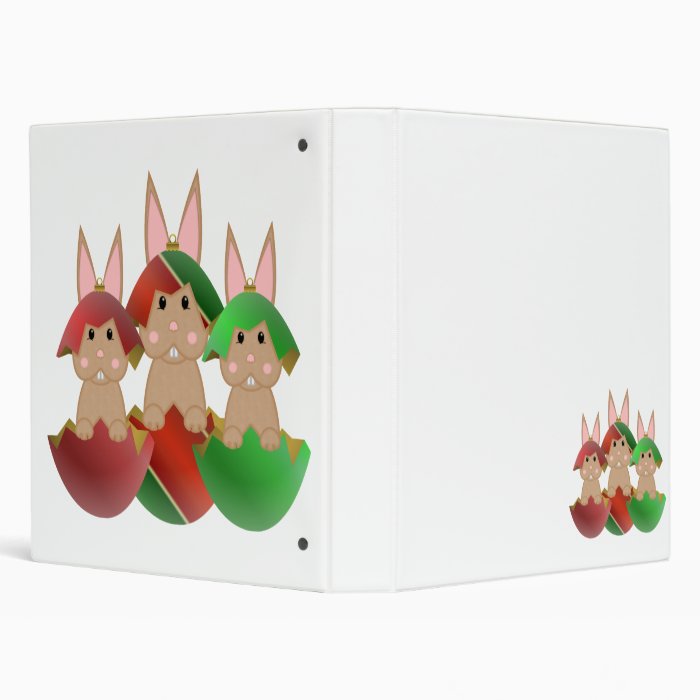 Tan Bunny In A Christmas Ornaments Vinyl Binder