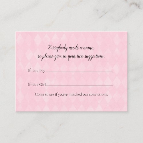 Tan Bunny Name Suggestion Baby Shower Game Enclosure Card