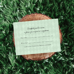 Tan Bunny Name Suggestion Baby Shower Game Enclosure Card