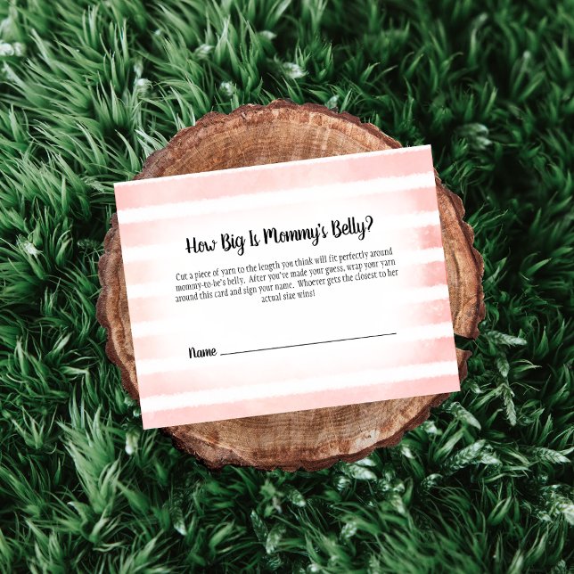 Tan Bunny Pink Mom's Belly Size Shower Game Enclosure Card (Creator Uploaded)