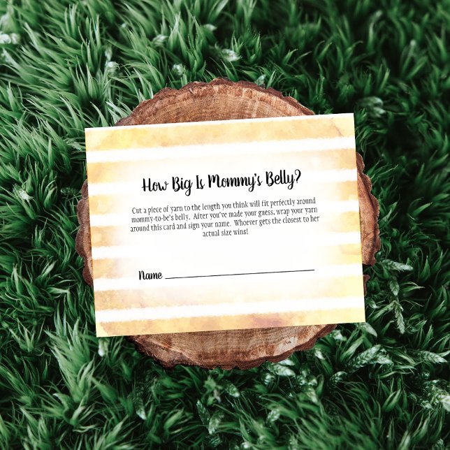 Tan Bunny Yellow Mom's Belly Size Shower Game Enclosure Card (Creator Uploaded)