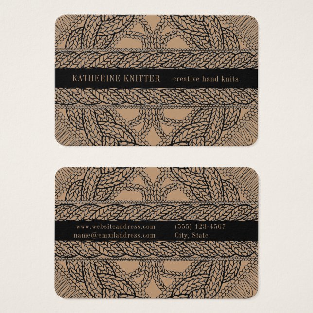 TAN CABLE KNIT Euro Size Business Card (Front & Back)
