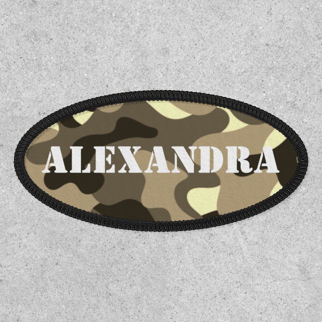 Tan Camouflage Military Camo Personalized Name Patch (Front)