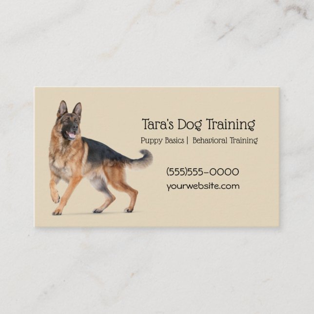 Tan Canine Dog Training Pet Business Card (Front)