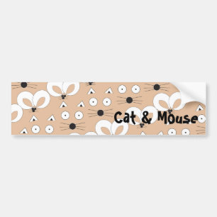 Tan Cat & Mouse Bumper Sticker