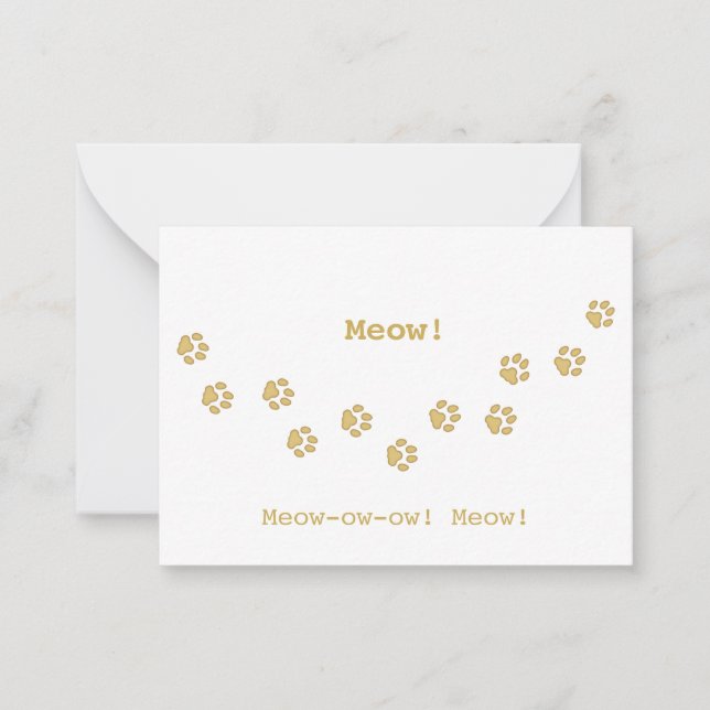 Tan Cat Paw Print Tracks Fun Customizable Note Card (Front)