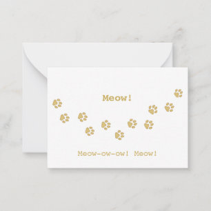 Tan Cat Paw Print Tracks Fun Customizable Note Card