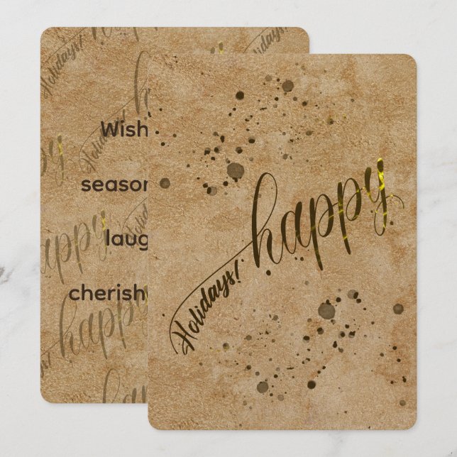  Tan Chamois Leather Print Flat Holiday Card (Front/Back)