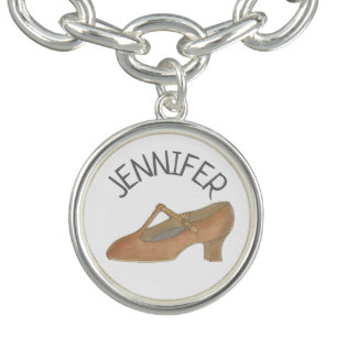 Tan Character Shoe Dance Teacher Choreographer Charm Bracelet